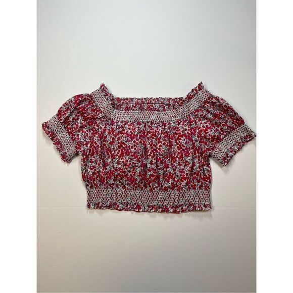 J. Crew Cotton Poplin Cropped Top Liberty Wiltshire Pink Floral Print Size Large - Picture 9 of 10